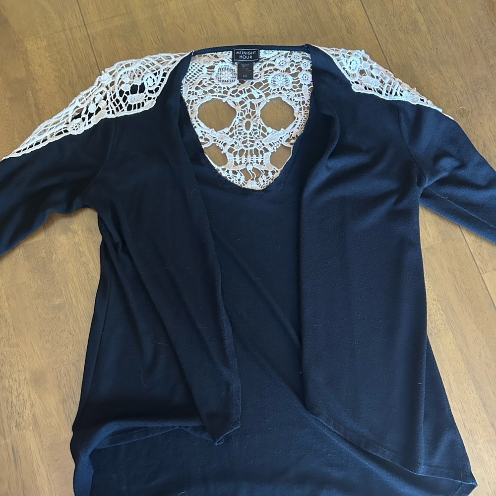 Black Lace Shoulder Women's Top